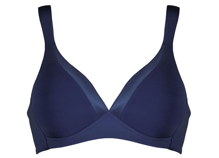 Soft-BH - Naturana BH mit Satinblende am Dekolleté, in Größe 075 bis 095, in Cup C, in Farbe MARINE Ansicht 2
