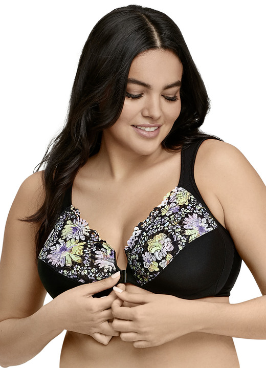 Bügel-BH - Glamorise Bügel-BH mit Floraldessin, in Größe 075 bis 115, in Cup B, in Farbe SCHWARZ-BUNT Ansicht 2