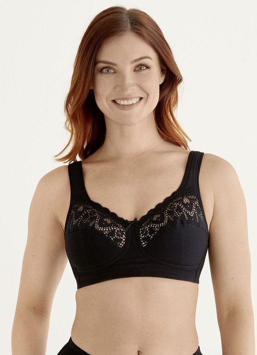 Soft-BH - Swegmark of Sweden BH mit Elastikspitze Ansicht 2 Soft-BH - Swegmark of Sweden BH mit Elastikspitze, in Größe 075 bis 100, in Cup B, in Farbe SCHWARZ Ansicht 2