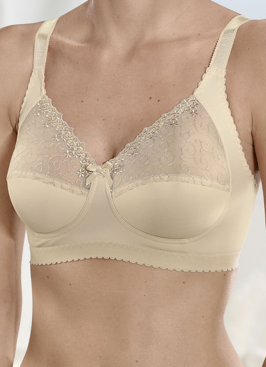 Tagwäsche - BH mit Tüllstickerei, in Größe 080 bis 105, in Cup C, in Farbe PUDER Ansicht 1
