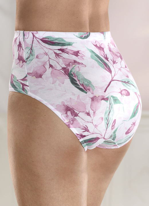 - Viererpack Slips mit Floraldessin, in Größe 042 bis 054, in Farbe WEISS-ROSA-BUNT Ansicht 2