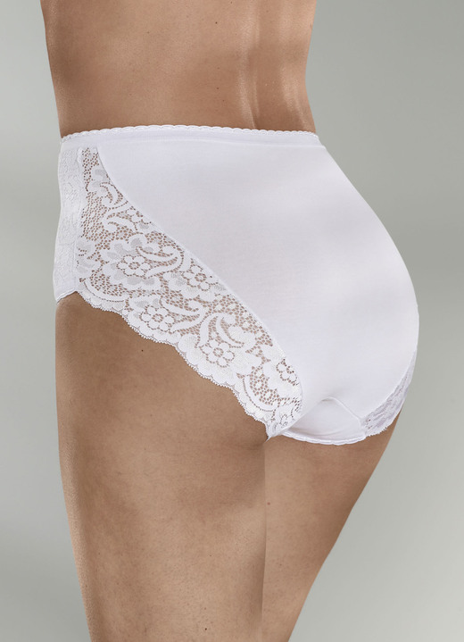 Slips - Laurina Dreierpack Slips mit Elastikspitze Ansicht 2 Slips - Laurina Dreierpack Slips mit Elastikspitze, in Größe 038 bis 050, in Farbe 2X WEISS, 1X SCHWARZ Ansicht 2