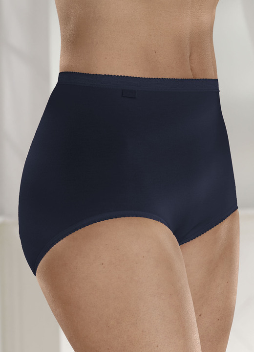 Slips - Sloggi Dreierpack Maxi-Slips, in Größe 038 bis 054, in Farbe 1X KAKAO, 1X MARINE, 1X WEISS Ansicht 3