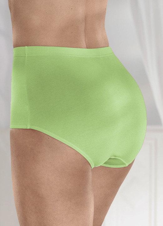 Damenmode - Fünferpack Slips mit Gummizug, in Größe 040 bis 062, in Farbe APFELGRÜN Ansicht 1