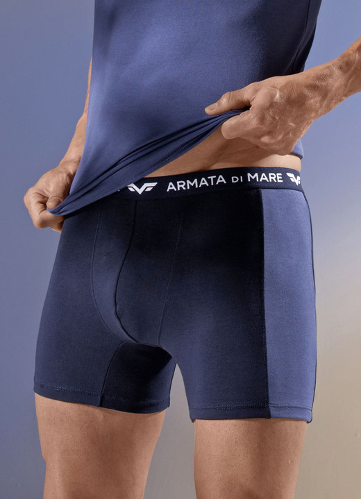 Pants & Boxershorts - Dreierpack Pants mit Elastikbund, in Größe 005 bis 011, in Farbe 2X MARINE-JEANSBLAU, 1X UNI MARINE Ansicht 1