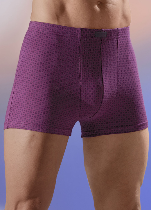 Pants & Boxershorts - Viererpack Pants, allover dessiniert, in Größe 3XL (9) bis XXL (8), in Farbe 1X BORDEAUX, 1X SCHWARZ, 1X PETROL, 1X HELLBLAU Ansicht 1