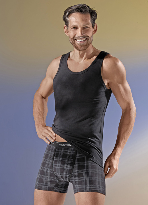 - Dreierpack Achselshirts mit Einfassung, in Größe 005 bis 011, in Farbe SCHWARZ Ansicht 2