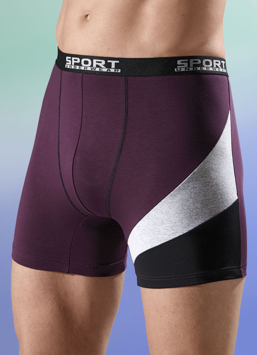 Pants & Boxershorts - Viererpack Pants mit Elastikbund und Einsätzen, in Größe 005 bis 011, in Farbe 2X BORDEAUX, 2X SCHWARZ