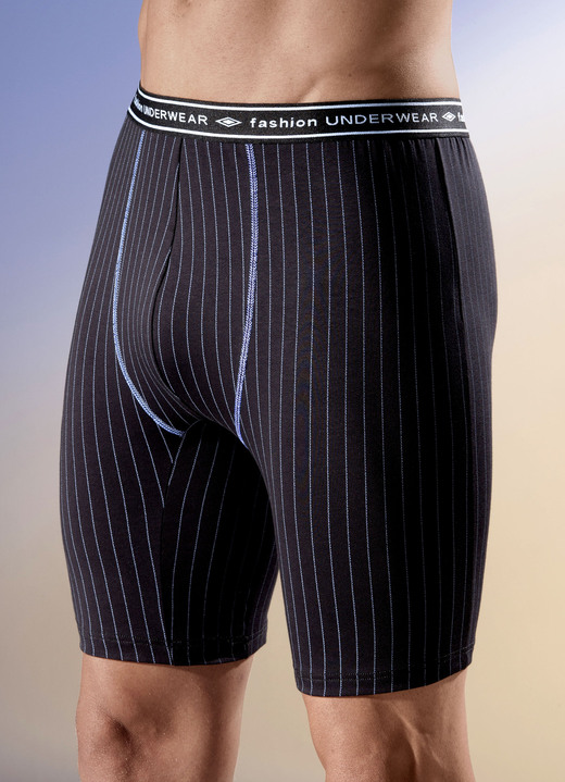 Pants & Boxershorts - Dreierpack Longpants mit Streifendessin, in Größe 004 bis 011, in Farbe SCHWARZ-BLEU