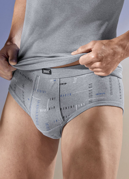 - Viererpack Slips, allover dessiniert, in Größe 005 bis 013, in Farbe 2X JEANSBLAU MELIERT, 2X STEINGRAU MELIERT Ansicht 3