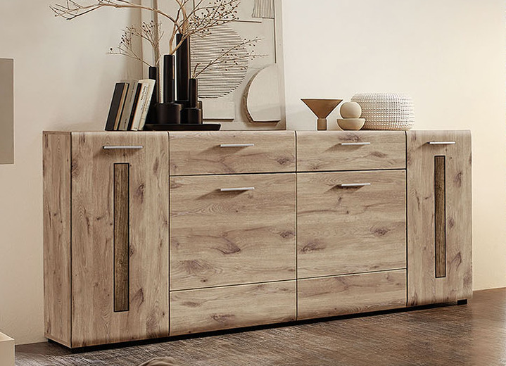 - Sideboard mit 4 Türen, in Farbe EICHE NATUR-HAVELEICHE COGNAC Ansicht 1