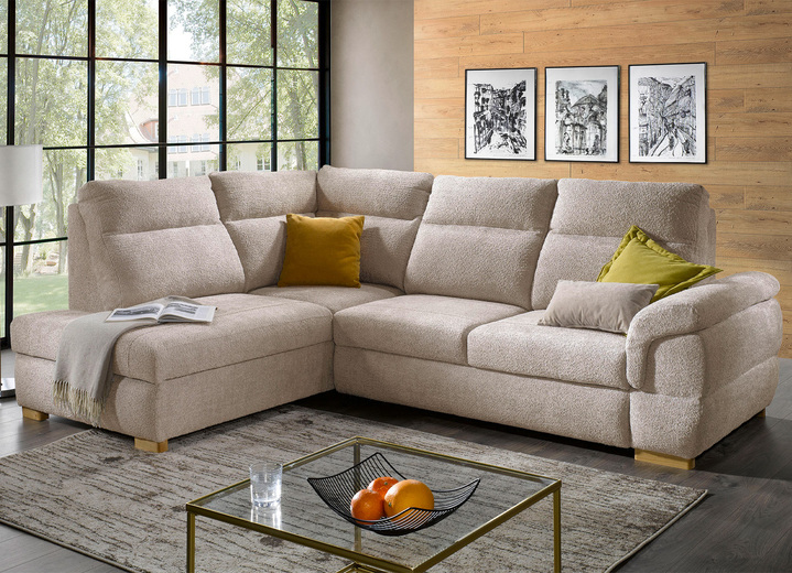 - Polsterecke mit Bettfunktion und Bettkasten, in Farbe CREME Ansicht 1
