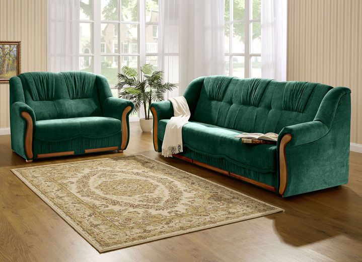 Polstergruppen - Polstermöbel mit angenehmem, hochflorigem Stoffbezug, in Farbe GRÜN, in Ausführung Zweisitzer Ansicht 5