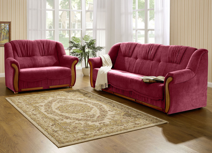 Polstergruppen - Polstermöbel mit angenehmem, hochflorigem Stoffbezug, in Farbe GRÜN, in Ausführung Zweisitzer Ansicht 4