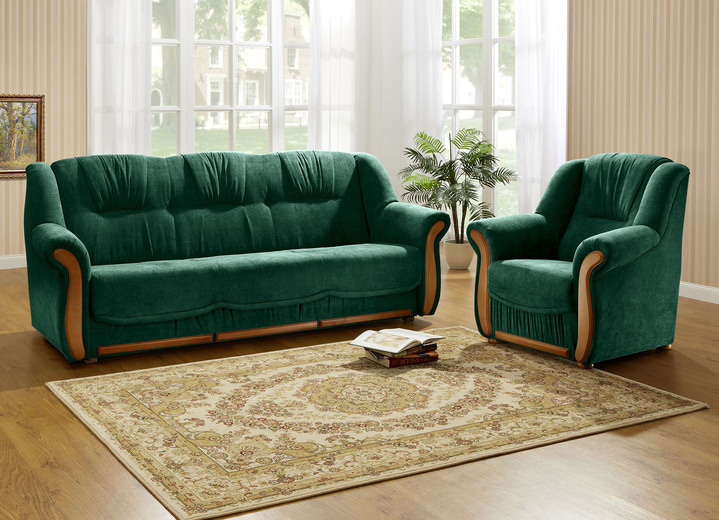 Polstergruppen - Polstermöbel mit angenehmem, hochflorigem Stoffbezug, in Farbe GRÜN, in Ausführung Zweisitzer Ansicht 9