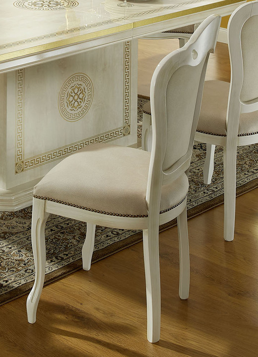 - Stilvolle Stühle mit hochglanzlackierter Kunststoffoberfläche, in Farbe BEIGE-GOLD-BEIGE, in Ausführung Stühle, 2er-Set