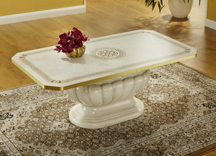 - Stilvolle Möbel mit hochglanzlackierter Kunststoffoberfläche, in Farbe BEIGE-GOLD, in Ausführung Couchtisch