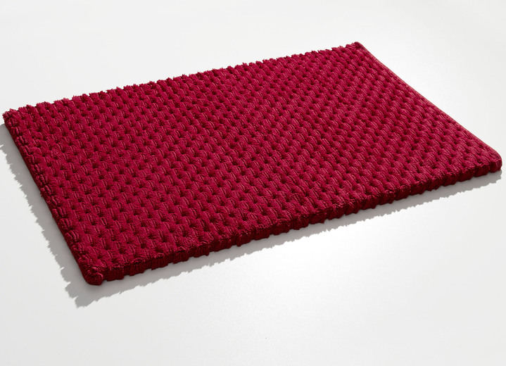 Badgarnituren - Wende-Badgarnitur, in Größe 100 (Vorleger halbrund, 50/ 80 cm) bis 110 (Hänge-WC-Garnitur, 2-teilig), in Farbe BORDEAUX Ansicht 1
