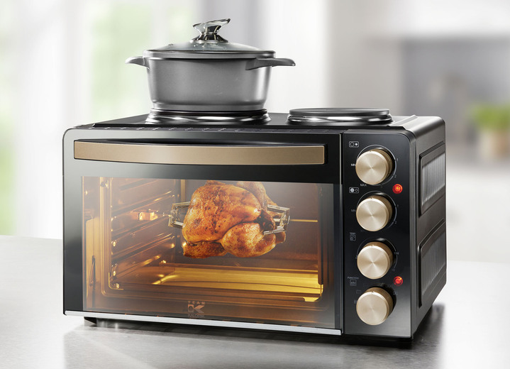 Kochen & Grillen - Kleinküche 2-in-1: Kochfeld und Ofen, in Farbe SCHWARZ Ansicht 1