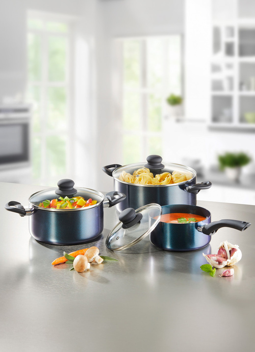 Töpfe & Pfannen - Meteor 6-teiliges Topf-Set mit Diamant-Keramik-Antihaft-Premiumbeschichtung Ansicht 5 Töpfe & Pfannen - Meteor 6-teiliges Topf-Set mit Diamant-Keramik-Antihaft-Premiumbeschichtung, in Farbe BLAU Ansicht 5