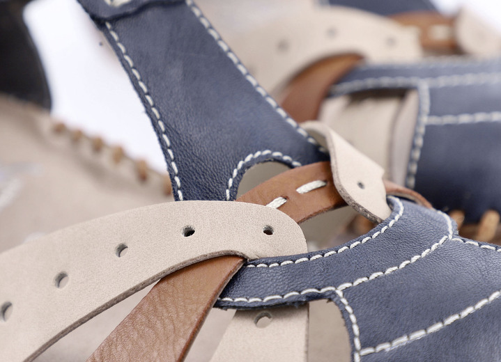 Sandaletten & Pantoletten - Rieker, leichte Damen-Sandalen, Weite G, mit Klettverschluss, in Größe 036 bis 042, in Farbe MARINE-BEIGE-COGNAC Ansicht 6