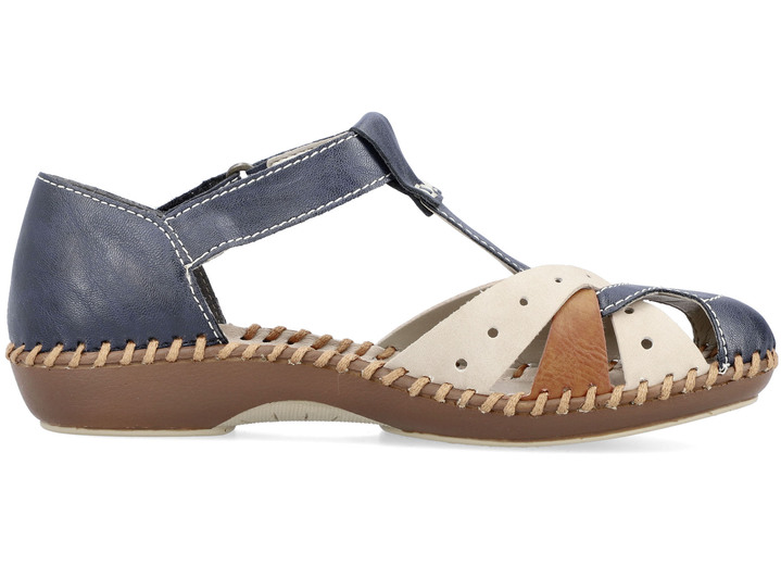 Sandaletten & Pantoletten - Rieker, leichte Damen-Sandalen, Weite G, mit Klettverschluss, in Größe 036 bis 042, in Farbe MARINE-BEIGE-COGNAC Ansicht 2