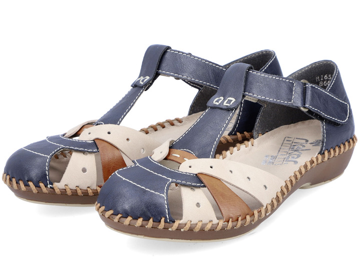 Sandaletten & Pantoletten - Rieker, leichte Damen-Sandalen, Weite G, mit Klettverschluss, in Größe 036 bis 042, in Farbe MARINE-BEIGE-COGNAC Ansicht 5
