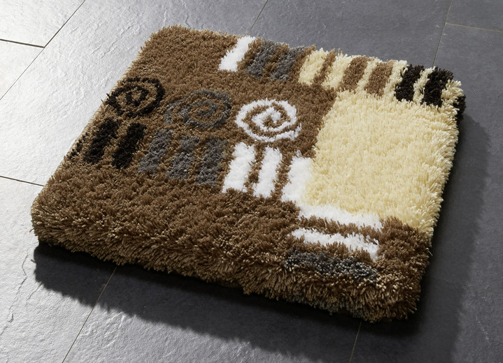 Badgarnituren - Badgarnitur mit rutschhemmend latexierter Rückseite Ansicht 2 Badgarnituren - Badgarnitur mit rutschhemmend latexierter Rückseite, in Größe 100 (Vorleger halbrund, 50/ 80 cm) bis 112 (WC-Deckelbezug, 47/ 50 cm), in Farbe BRAUN Ansicht 2