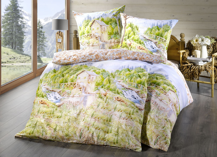Bettwäschegarnituren - Beidseitig bedruckte Bettwäsche-Garnitur mit Landschaftsmotiv, in Größe 111 (40/80 cm + 135/200 cm) bis 412 (4-teiliges Sparset), in Farbe MULTICOLOR Ansicht 1
