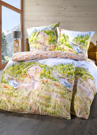 SALE % - Beidseitig bedruckte Bettwäsche-Garnitur mit Landschaftsmotiv – Farbe MULTICOLOR SALE % - Beidseitig bedruckte Bettwäsche-Garnitur mit Landschaftsmotiv, in Größe 111 (40/80 cm + 135/200 cm) bis 412 (4-teiliges Sparset), in Farbe MULTICOLOR