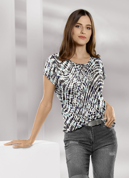 Kurzarm - Shirt in Premium Qualität Kurzarm - Shirt in Premium Qualität, in Größe 036 bis 052, in Farbe ECRU-SCHWARZ-GRÜN
