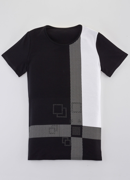 Shirts - Shirt in Farb- und Muster-Mix in 2 Farben, in Größe 038 bis 054, in Farbe SCHWARZ-WEISS Ansicht 1