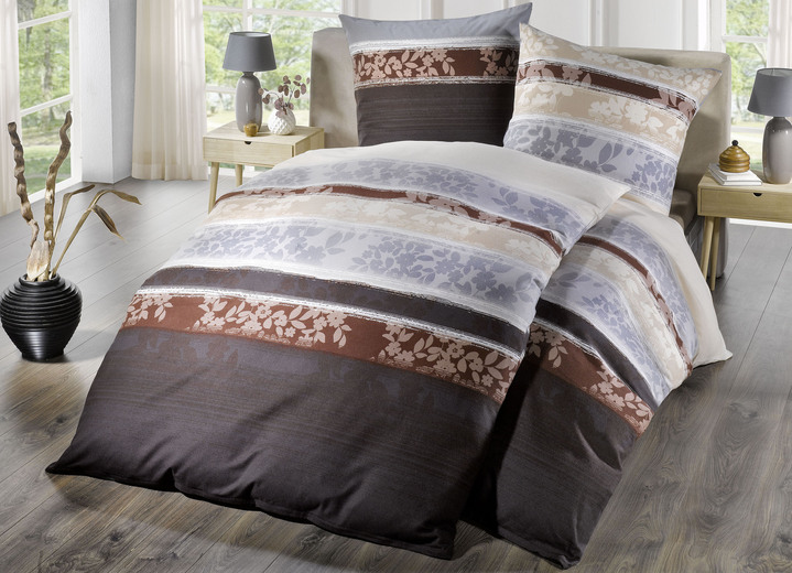 - Bettwäsche-Garnitur mit Blättermotiven, in Farbe BRAUN