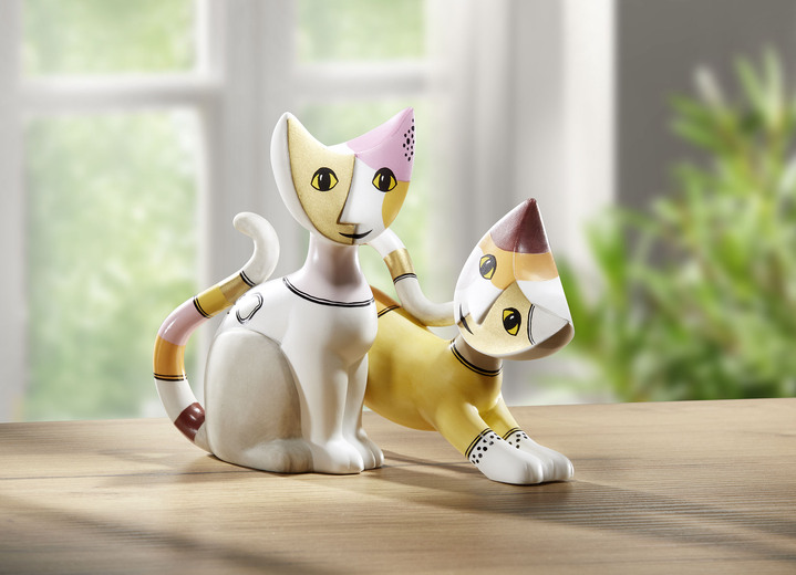 Figuren - Katzenpaar von der Künstlerin Rosina Wachtmeister , in Farbe BUNT