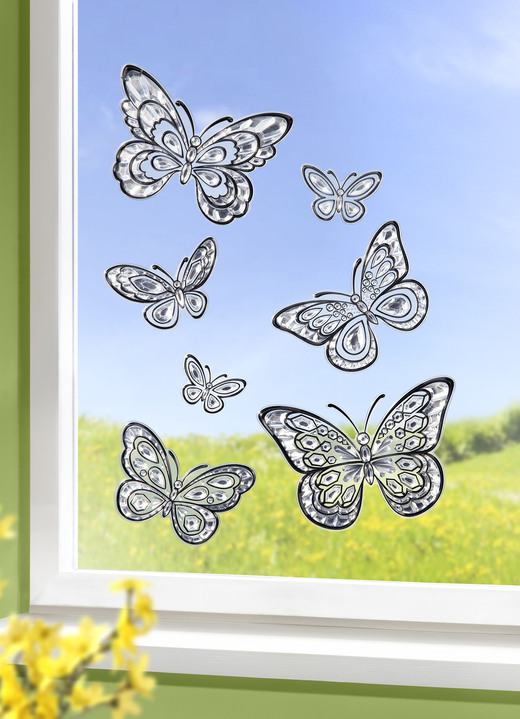 Fensterbilder - 3D-Fensterdekoration Schmetterlinge, in Farbe SCHWARZ-TRANSPARENT