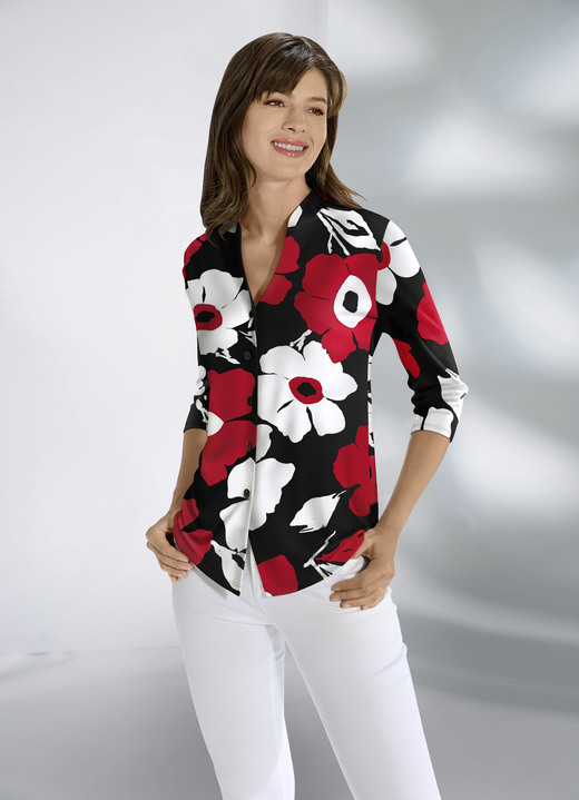 - Shirtbluse mit farbbrillantem Inkjet-Druck, in Größe 036 bis 052, in Farbe SCHWARZ-BUNT