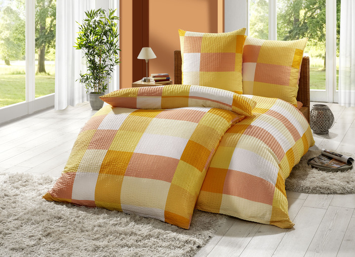 Bettwäschegarnituren - Microfaser-Seersucker Bettwäsche-Garnitur, in Größe 112 (80/80 cm + 135/200 cm) bis 115 (80/80 cm + 155/220 cm), in Farbe TERRA Ansicht 2