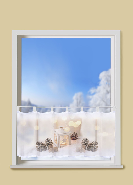 Fensterdekorationen - Kurzstore mit Laternen-Motiv, in Farbe WEISS Ansicht 1