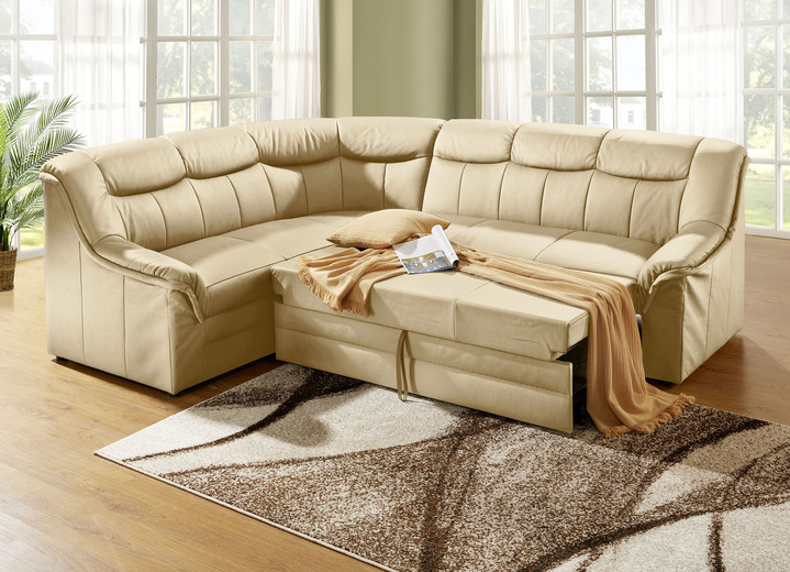 Polsterecken - Polsterecke mit Bezug aus echtem Leder, in Farbe CREME Ansicht 8