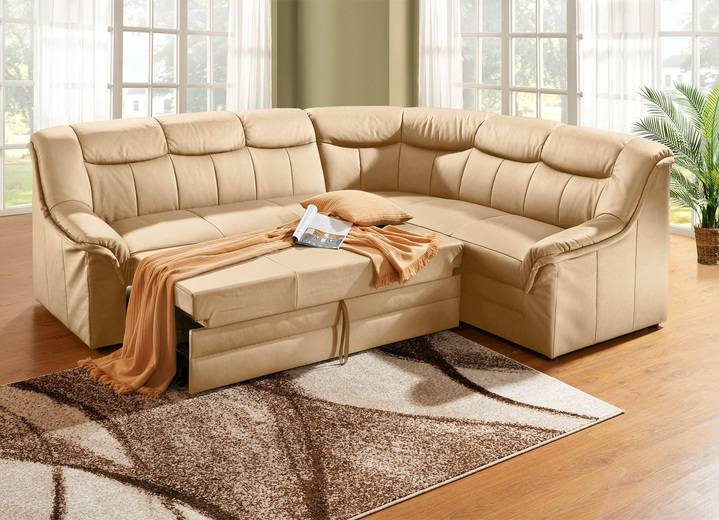 Polsterecken - Polsterecke mit Bezug aus echtem Leder, in Farbe CREME Ansicht 2