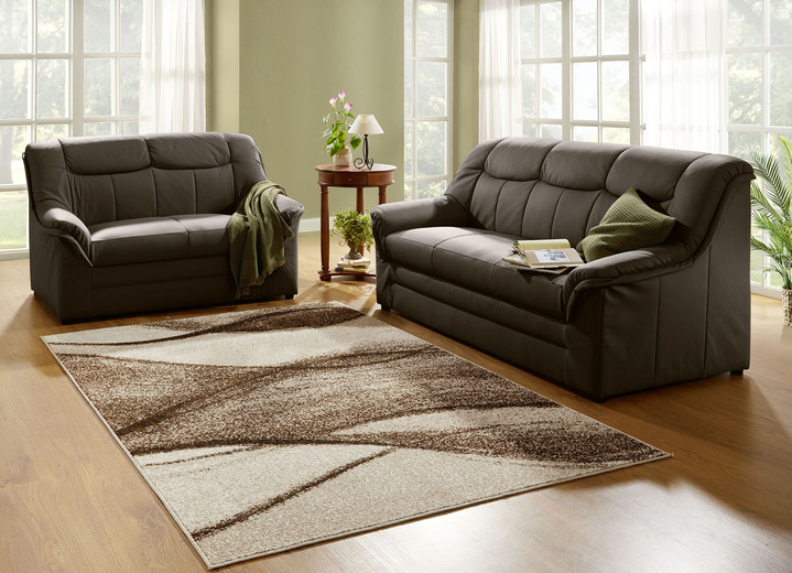 Polstergruppen - Polstermöbel mit Bezug aus echtem Leder, in Farbe CREME, in Ausführung Hocker Ansicht 2