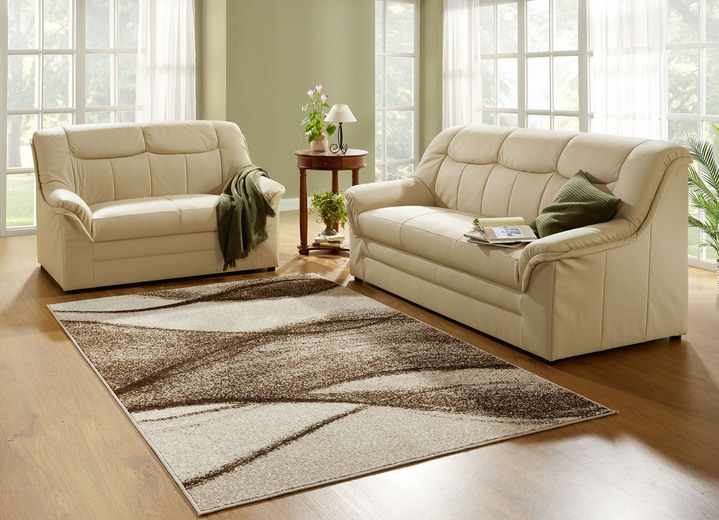 Polstergruppen - Polstermöbel mit Bezug aus echtem Leder, in Farbe CREME, in Ausführung Hocker Ansicht 4