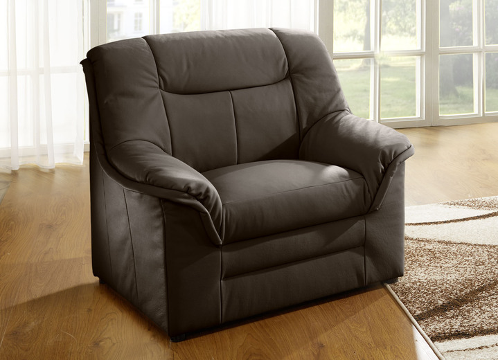 Polstergruppen - Polstermöbel mit Bezug aus echtem Leder, in Farbe CREME, in Ausführung Hocker Ansicht 7