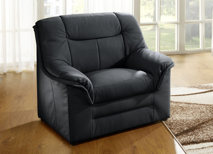 Polstergruppen - Polstermöbel mit Bezug aus echtem Leder, in Farbe CREME, in Ausführung Hocker Ansicht 8