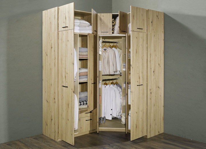 Schlafzimmerschränke - Geräumige Drehtürenschränke aus deutscher Herstellung, in Farbe ARTISAN EICHE, in Ausführung Eck-Kleiderschrank, 2-türig Ansicht 2