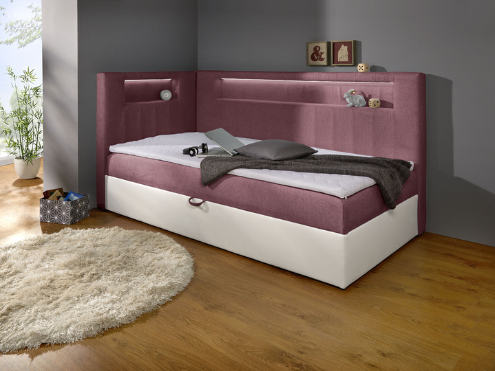 Boxspringbetten - Boxspringbett mit integrierter LED-Beleuchtung, in Farbe WEISS-SILBER, in Ausführung Mit Kopfteil Ansicht 6