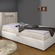 Boxspringbetten - Boxspringbett mit integrierter LED-Beleuchtung, in Farbe WEISS-SILBER, in Ausführung Mit Kopfteil – Farbe WEISS-CREME – Ansicht 2