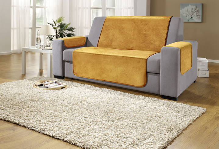 Sessel- & Sofaüberwürfe - Sessel- und Sofaschoner mit Anti-Rutsch-Beschichtung, in Größe 101 (Sesselschoner, 50x150 cm) bis 865 (2 Armlehnenschoner, 50x 70 cm), in Farbe GOLD