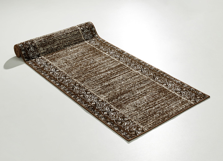 Läufer & Stufenmatten - Hochwertiger Läufer nach Wunschmaß mit Rankenmotiv, in Größe 101 (Läufer, 67 cm breit) bis 106 (Läufer, 100 cm breit), in Farbe BRAUN Ansicht 1