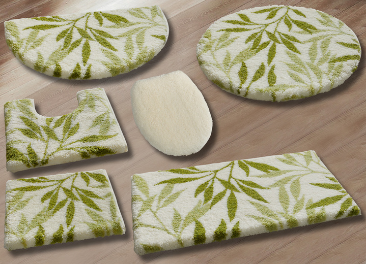 Badgarnituren - Badgarnitur von Grund mit rutschhemmender Rückseite, in Größe 100 (Vorleger halbrund, 50/ 80 cm) bis 112 (WC-Deckelbezug, 47/ 50 cm), in Farbe BEIGE Ansicht 3